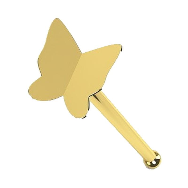 KODY PIERCING 9K Gold Piercing Jewellery With Ball End 3D Butterfly Nose Pin - Quality Piercing