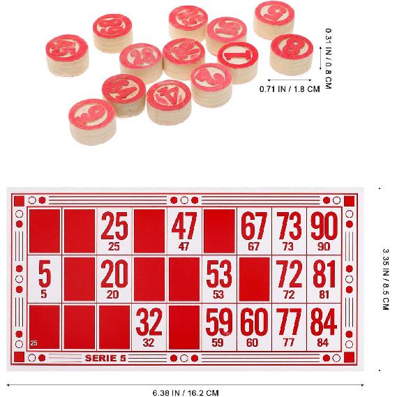 Русское лото Настольные игры Семейный набор для игры в бинго из 48 карточек для бинго и 90 деревянных фишек, Отлично подходит для взрослых, детей, семейного игрового вечера, Хэллоуина,