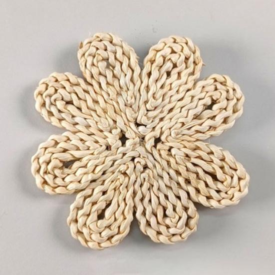 7Pcs/Set Bohemian Straw Woven Wall Decoration Home Office Living Room Bedroom Background Wall Art Rustic Natural Wicker Weave Ornament