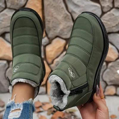 Женская зимняя мода Универсальные нескользящие утепленные с плюшевой подкладкой зимние ботинки, с круглым носком, нескользящие и ветрозащитные короткие ботинки, прочные удобные теплые ботильоны