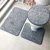 Set of 3 Bathroom Bath Mat Set Soft Non Slip Cobblestone Mat Bathroom Rug Absorbent Shower Carpets Toilet Lid Cover Floor