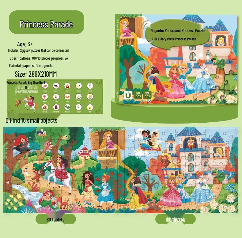 Princess Magnetic Puzzle for Girls Ages 3 and Up - Educational Toy Gift