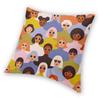 Female Diverse Faces Of Ethnicity Pillowcase Polyester Linen Velvet Printed Decor Throw Pillow Case Sofa Seater Cushion Case 18"