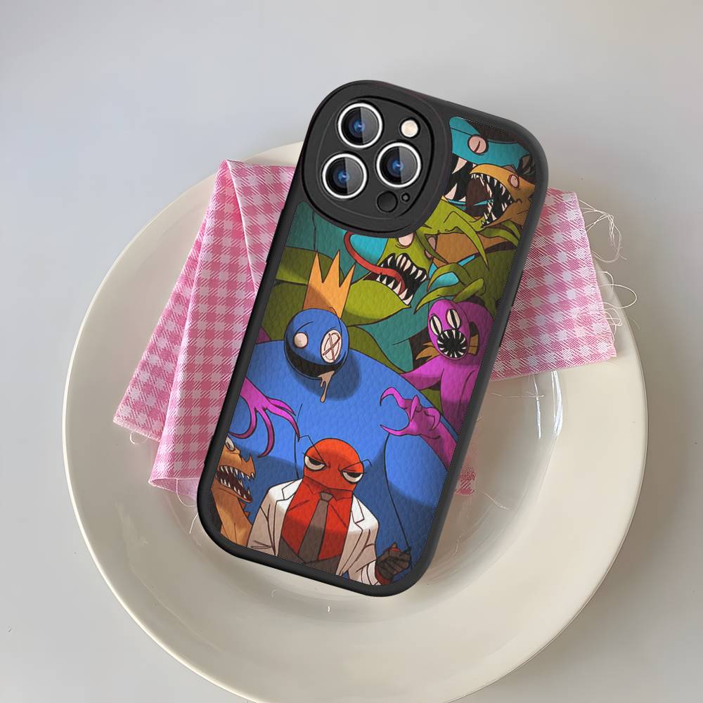 Мультяшный R-Rainbow Friends Для IPhone 16 15 14 13 12 11 Pro Max Plus Кожаный Чехол для Телефона