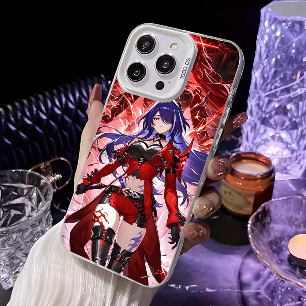HSR Acheron Белый Полупрозрачный Чехол для Мобильного Телефона для iPhone 17 16 15 14 13 12 11 X XR XS Air Pro Max Plus Цветной Чехол