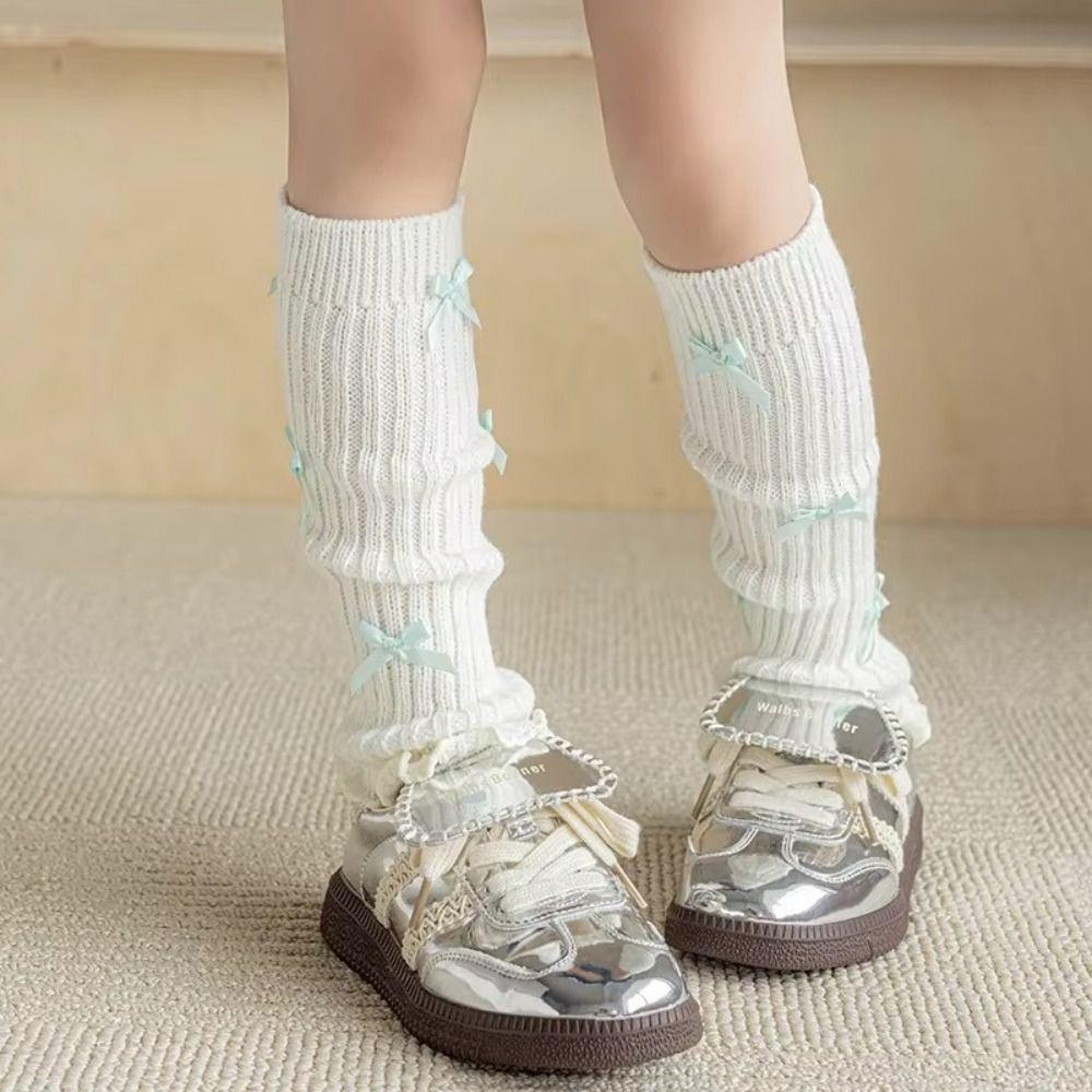 Bow Children's Sock Covers Knitted Warm Leg Warmers Sweet Knitted Sock
