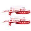 4 Rolls Heart Printed Fabric Ribbons Delicate Patterns Valentine"s Day Ribbons for Wedding