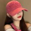 Pink Baseball Cap Women's Casual Versatile Big Head Circumference Cap Letter Burr Hat