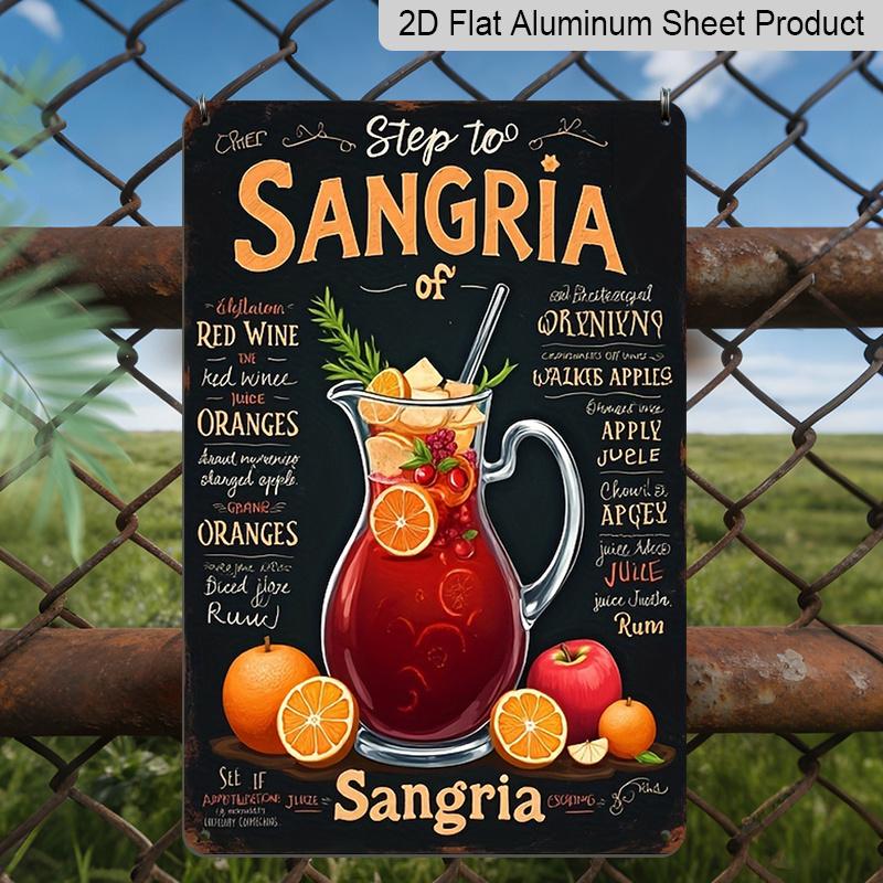 2D Flat 1pc Sangria Sign | Perfect for Restaurants, Bathrooms, Bedrooms, Christmas Decor, Home Living Rooms, Office Wall Decor, Vintage Aluminium
