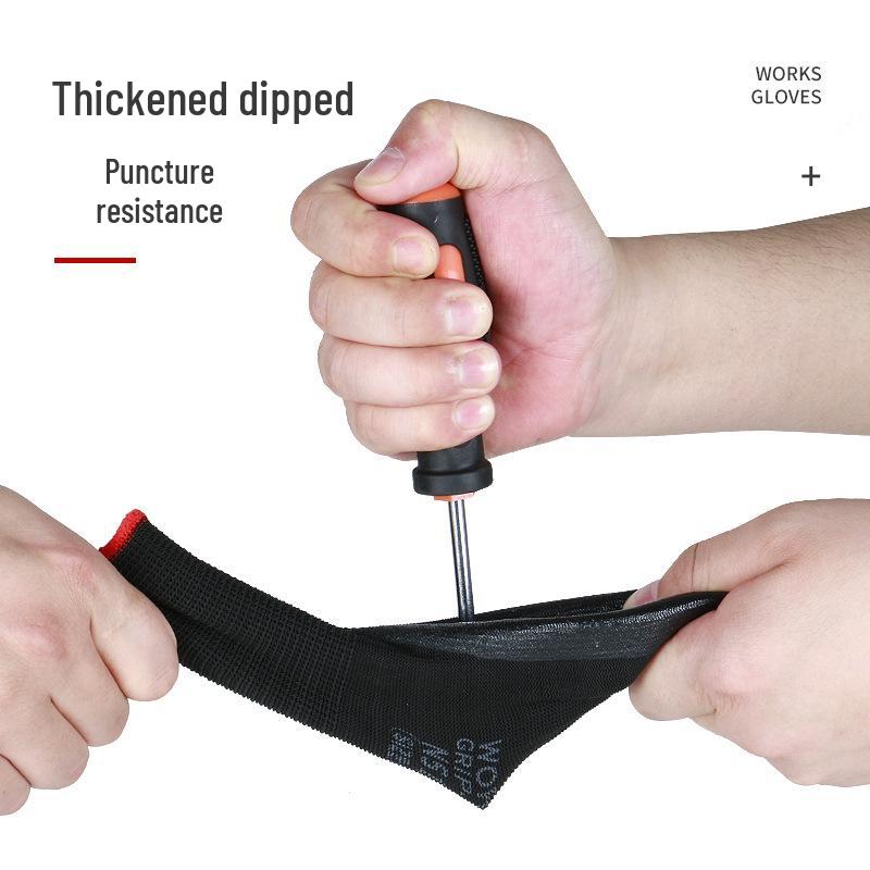 Износостойкие нитриловые рабочие перчатки - Противоскользящие, Дышащие, Эластичные, Строительные перчатки с резиновым покрытием