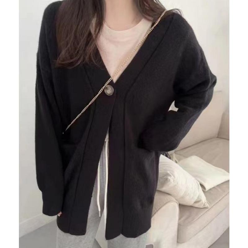 Свободный и непринужденный вязаный кардиган в корейском стиле для женской осени и зимы, новый мягкий и повседневный свитер-пальто на одной пуговице