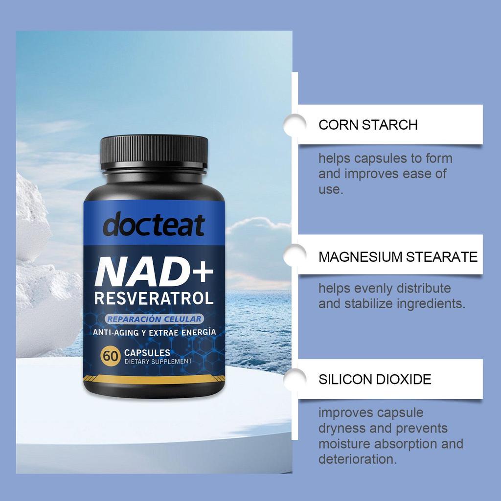 Капсулы Docteat NAD+: Повысьте силу и выносливость с помощью прекурсоров NAD+.