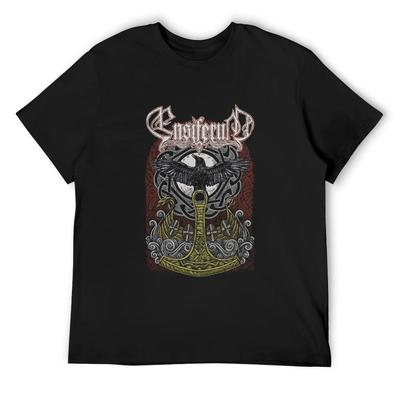 Футболка Ensiferum Dauntless Heart черного цвета. Эстетическая одежда, футболки для мужчин.