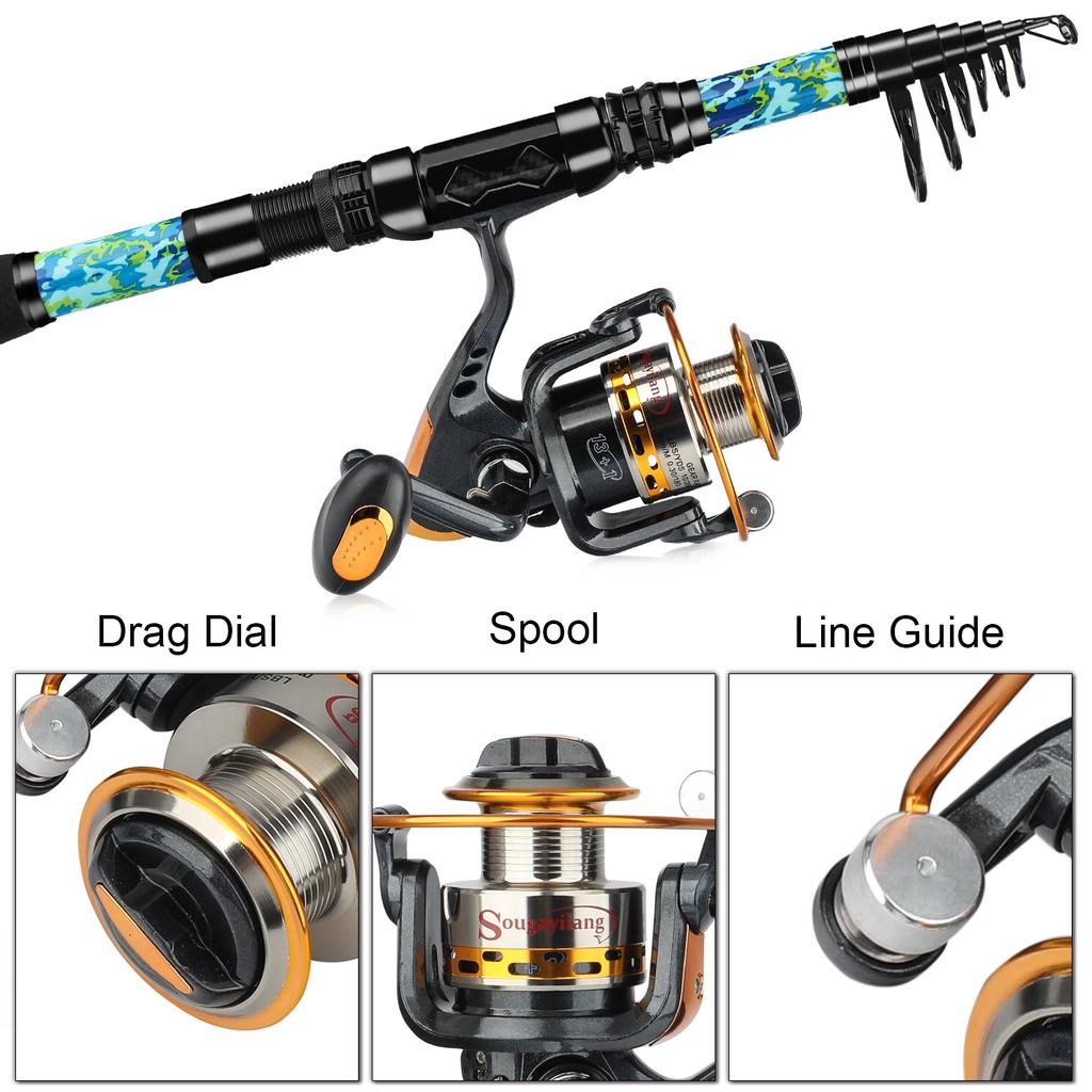 Телескопическая спиннинговая удочка с набором спиннинговых катушек 13 + 1BB Портативная спиннинговая удочка, набор для комбинированной удочки для окуня