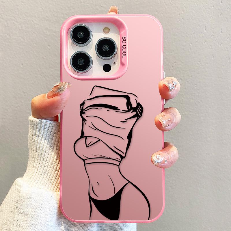 Серебряный чехол для Apple iPhone 17/16/15 Plus/13/14/12 Pro Max - Дизайн "Обнаженная девушка"