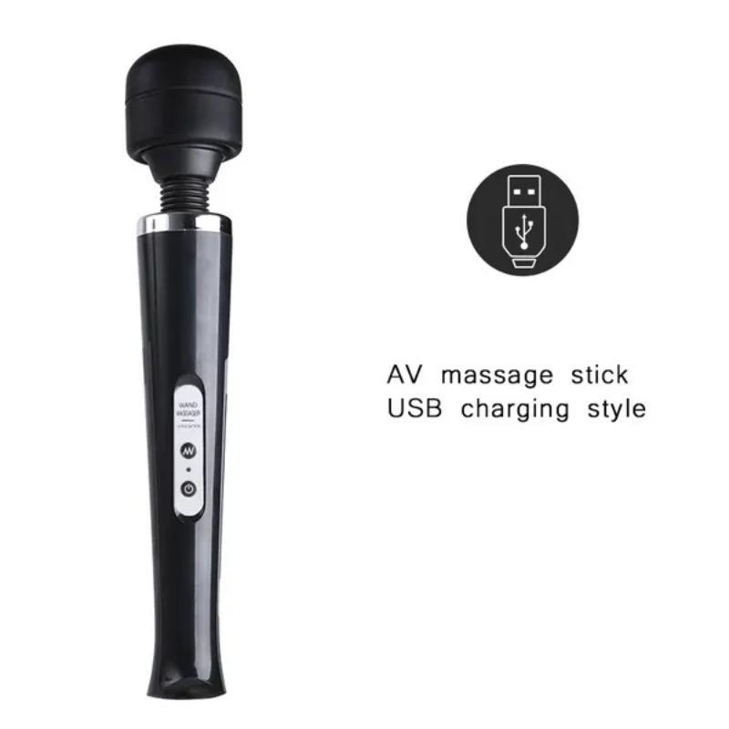 Огромный USB перезаряжаемый массажный вибратор с волшебной палочкой, AV Stick, 10 скоростей, массаж тела, стимуляция точки G, секс-игрушка для женщин