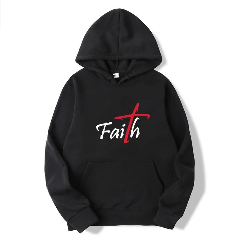 Autumn-Winter Faith Letter Print Hoodie - Casual Men's and Women's Complimentary Pullover, Versatile for Casual Wear