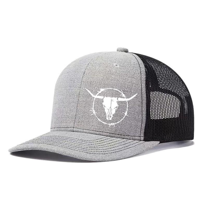Unisex Printed Bull Mesh Baseball Cap Sun Protection Breathable Adjustable Hat Outdoor