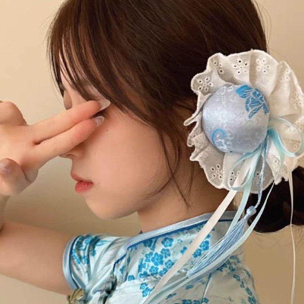 Cloth Bowknot Tassel Hair Clip Cheongsam Headdress Chinese Style Hairpin Cheongsam Headwear