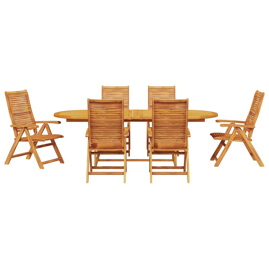 Garden Dining Set 7 pcs Brown Solid Acacia Wood