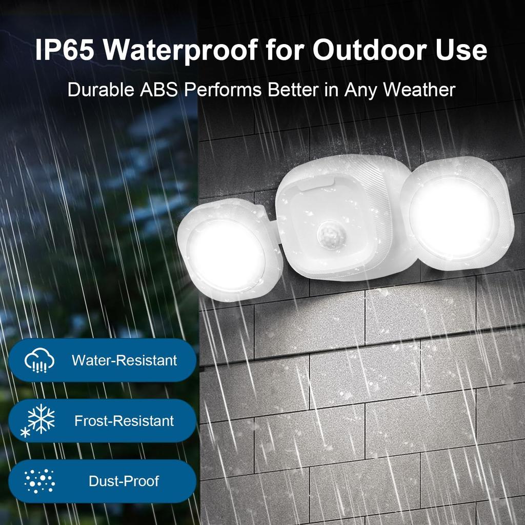 Battery-Operated Motion Sensor Lights Outdoor, Wireless LED Flood with Detector Activated Security Lightfor Outside House Garage, Battery Operated
