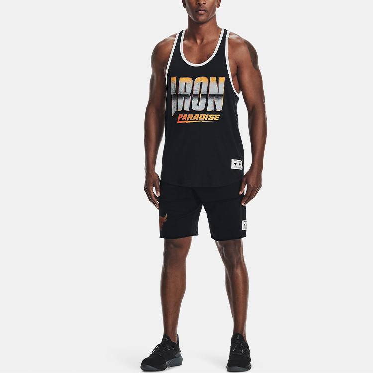 Under Armour Майка-топ с логотипом Project Letter Print Loose Training с круглым вырезом, влагоотводящая, мужская, черная 1361724-001