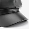 British Korean Leather Painter Hat Solid Color Black Octagonal hat JK Vintage PU Beret Cap  Casual
