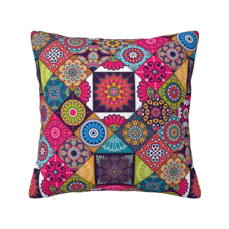 Custom Bohemia Ethnic Mandala Flower Cushion Cover 45x45 Cm Polyester Throw Pillow Case For Sofa Decoration Bedding Pillowcase