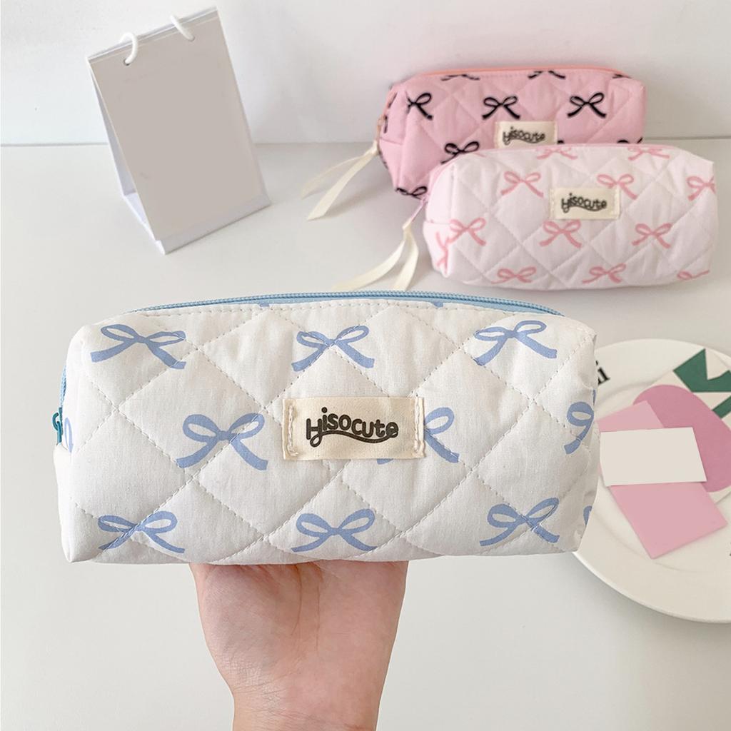 Bowknot Large Capacity Pencil Case Storage Bag Cosmetic Bag, Suitable Gift For Girls