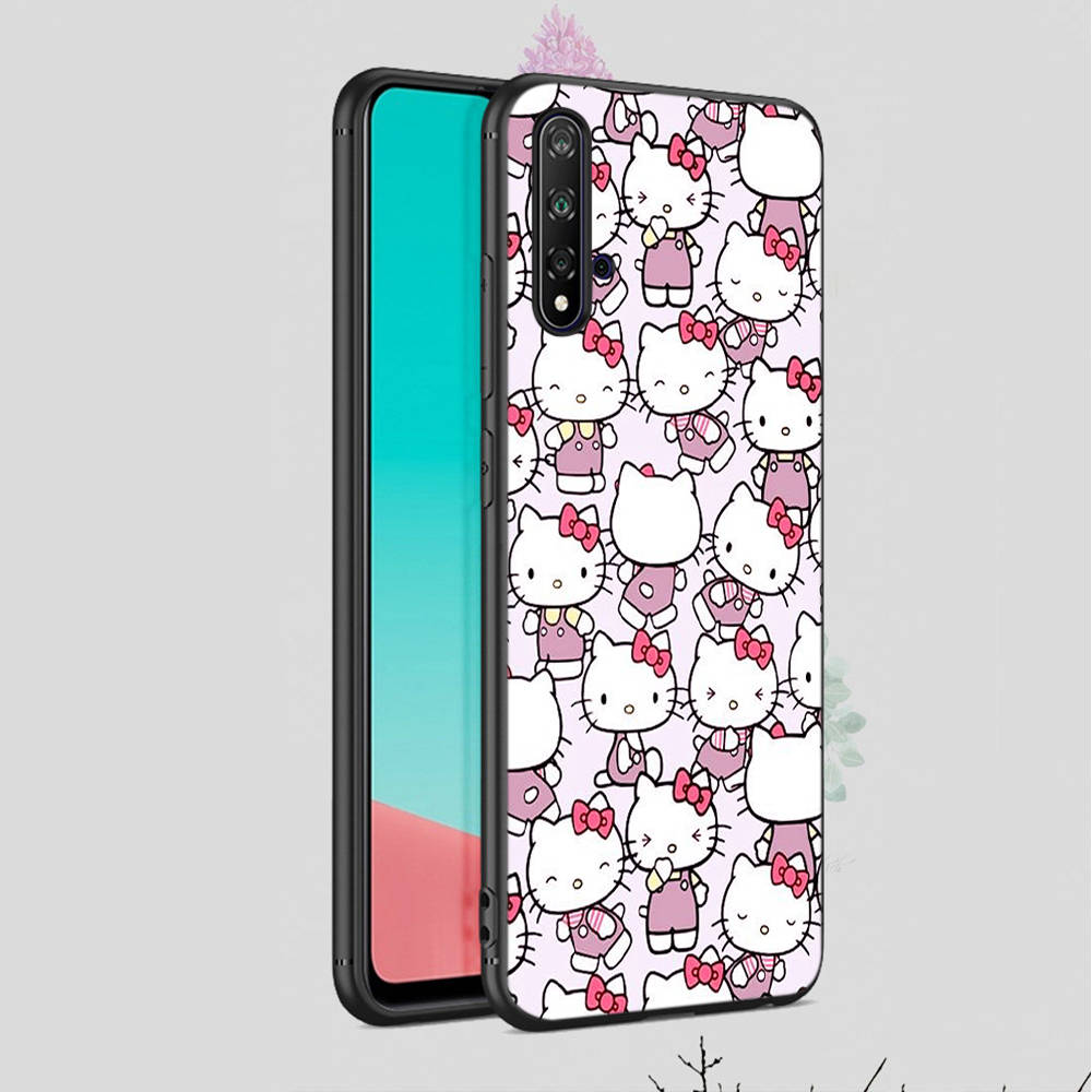 KT62 Cute Hello Kitty Case for Xiaomi Poco X6 X4 M5 M6 F5 F6 C65 C55 C50 C51 C40 Redmi Note 7 8 14C A3X 13C 12C 11 10A 9C Pro Black Sofe Cover