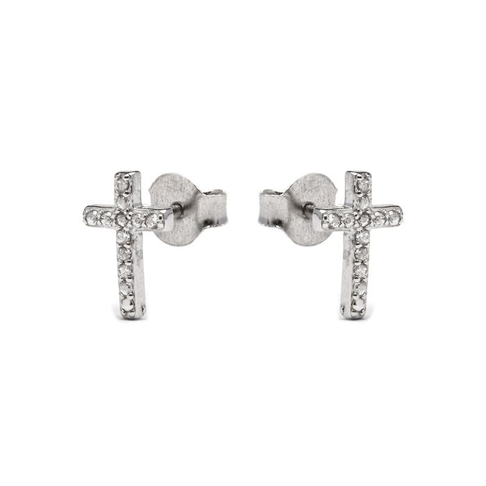 Boucles d'oreilles Luxenter en argent 925 et zirconium brillant plaqué finition en rhodié - Zudis