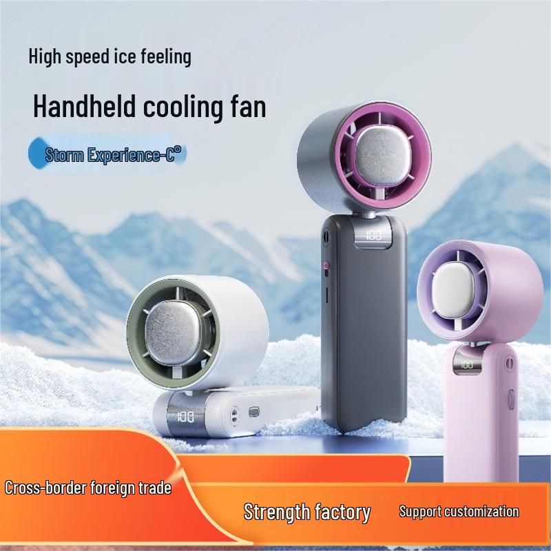 Turbo High-Speed Handheld Fan: Portable USB Rechargeable, 100-Speed Digital Display for Outdoor Cooling
