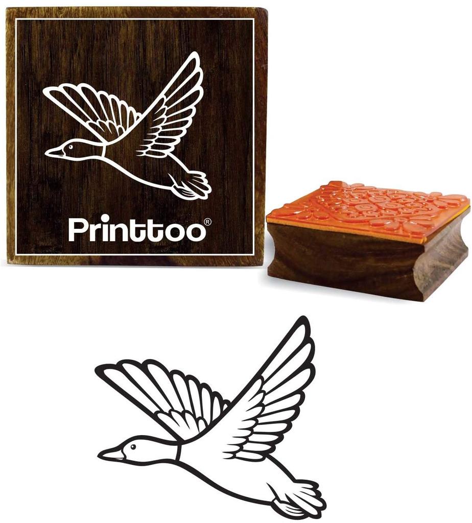 Printtoo Flying Duck Pattern Craft Textile Square Wooden Rubber Stamp Scrap-booking-2 x 2