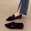 Women's Flat Pointed Toe Suede Loafers Vintage Loafers Driving Shoes
