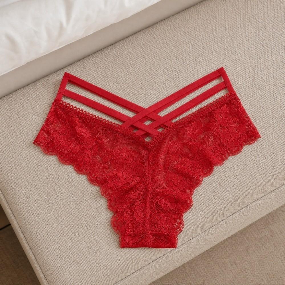 Underpants Low-Rise Women Lace Floral Thong Rose Flower Transparent Lace Solid Briefs Underwear Lingerie T-back Panties Ladies