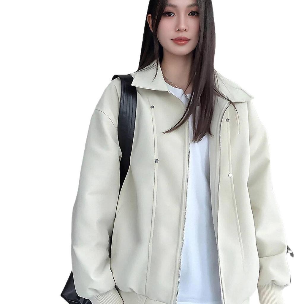 Мужская осенне-зимняя мотоциклетная куртка Off-White из ПУ-кожи с подкладкой, утолщенный хлопковый бейсбольный стиль для пар