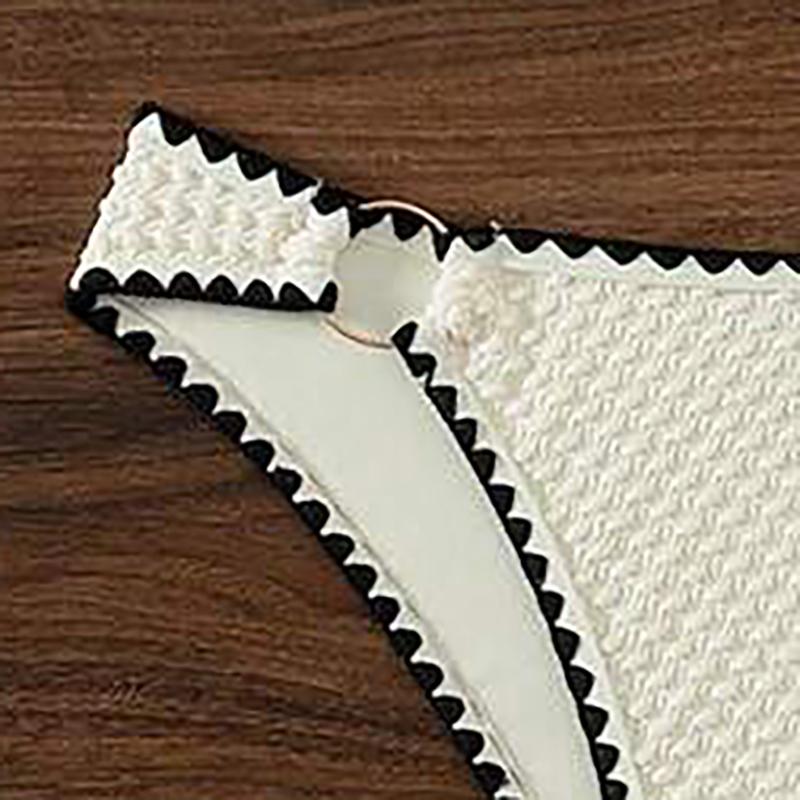 Белый Купальник 2 Предмета Купальник Без Бретелей Женский Сексуальный Бандо Без Спины Набор Бикини Шнуровка Пэчворк Пляжный Купальный Костюм 2025 Новый