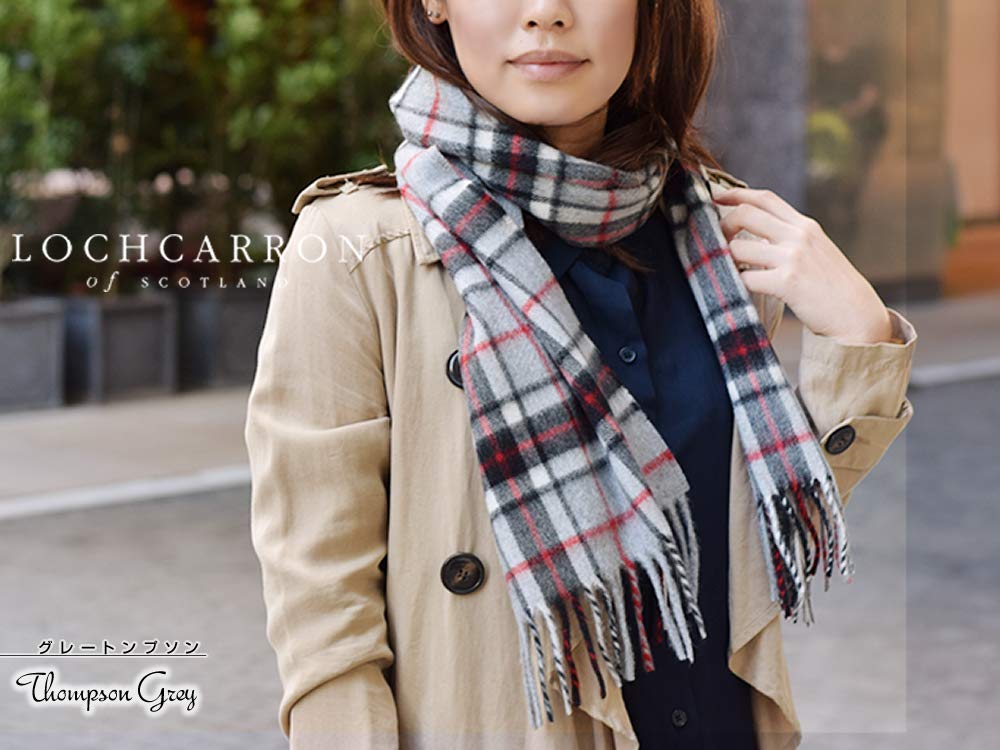 Шарф Lochcarron из кашемира в клетку тартан, сделано в Великобритании 100% (Серый Томпсон) Шотландия,