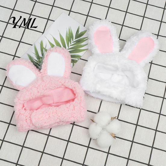 Fleece Animal Ear Cap Bunny Ears Cat Hat, Cute Pet Soft Plush Hat Comfortable Photo Prop with Rabbit for Cats Small Dogs Party Costume Fun Photos