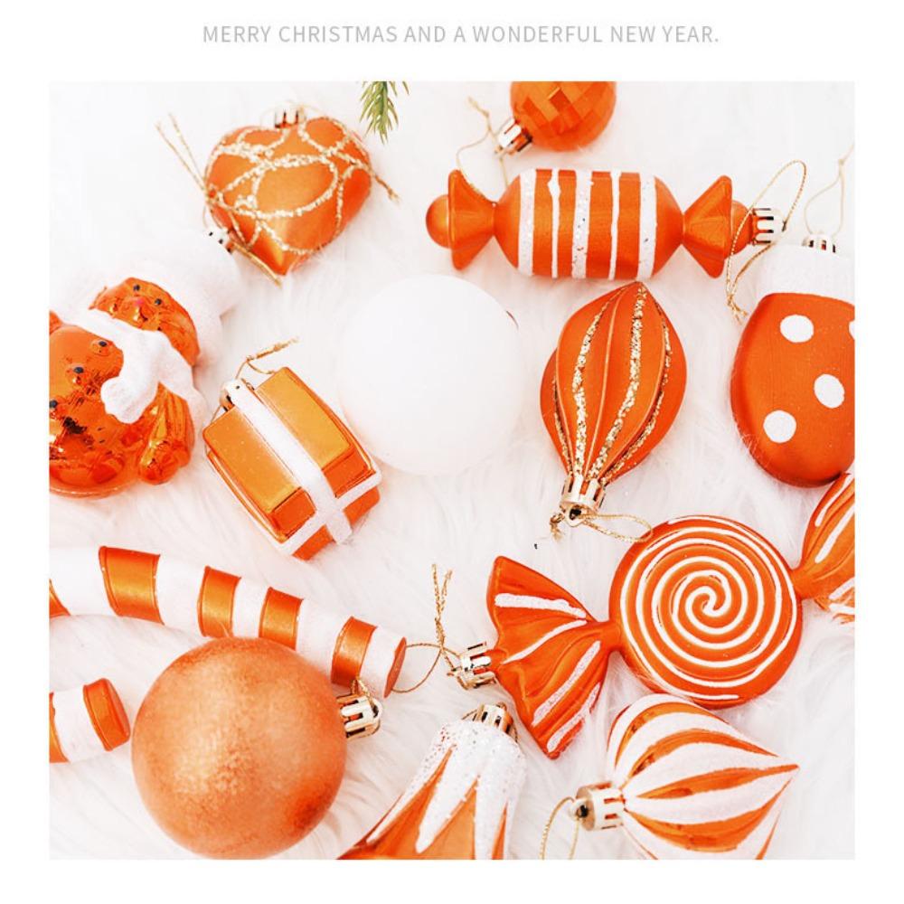 16Pcs Plastic Christmas Tree Decorations Cartoon Christmas Tree Pendant NEW Xmas Hanging Ball Set