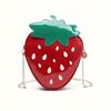 Kawaii Mini Strawberry Shoulder Bag, Sweet Zipper Chain Bag, Trendy Purse For Shopping