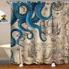 Темно-синяя водонепроницаемая шторка для душа - Винтажный морской осьминог, русалка, кракен, якорь, карта, океанская тема, декор для ванной