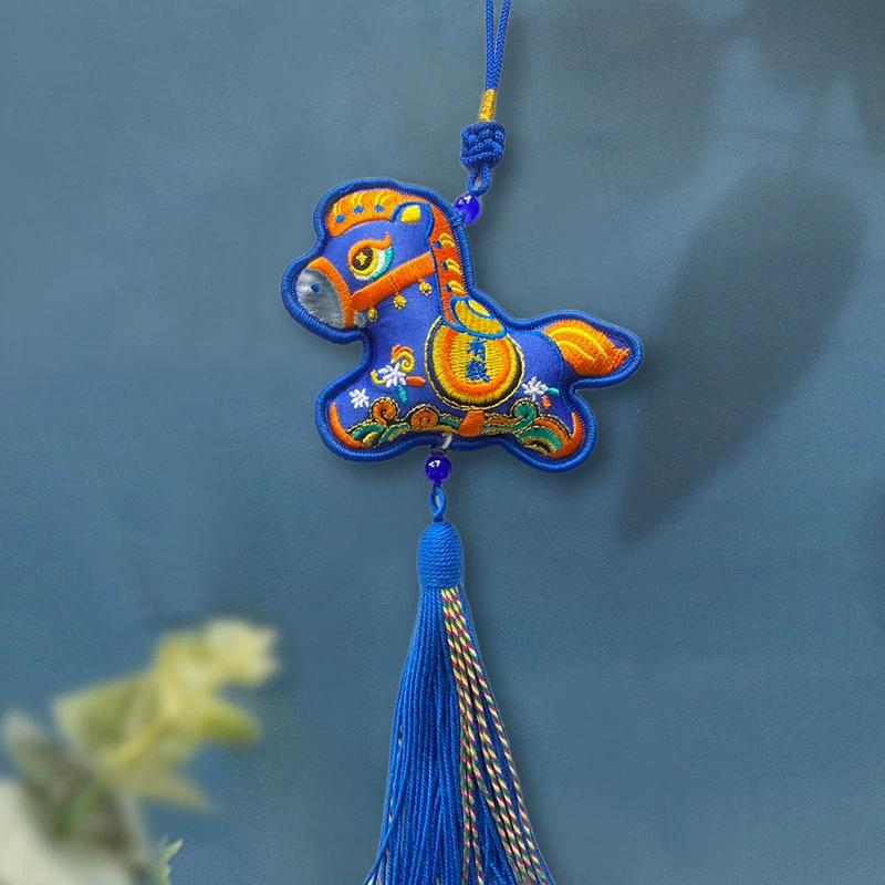 Year of the Horse New Year Sachet Embroidery DIY Handmade Material Kit Small Horse Sachet Hanging Ornament Ancient Style Tassel Pendant Holiday Gift