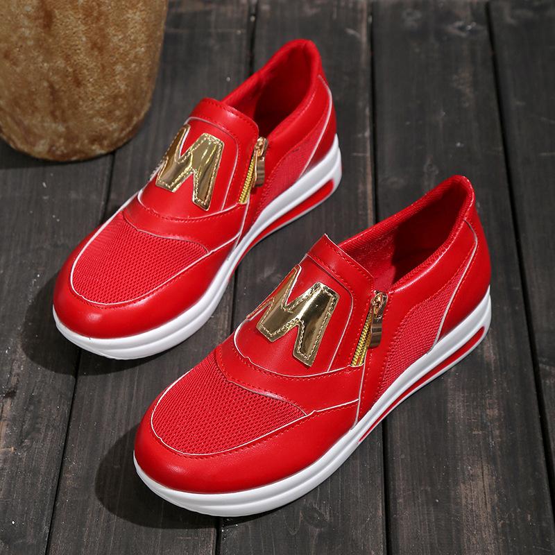 2023 весенняя новая спортивная обувь большого размера, однотонная повседневная спортивная обувь с плоской нижней боковой молнией, легкая и удобная