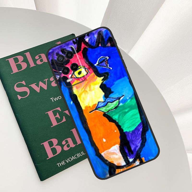 Picasso Abstract painting Art Case For Oppo A54 A74 A94 A54S A57S A15 A16 A17 A52 A72 A76 A96 A58 A78 A98 A77 A5 A9 Cover