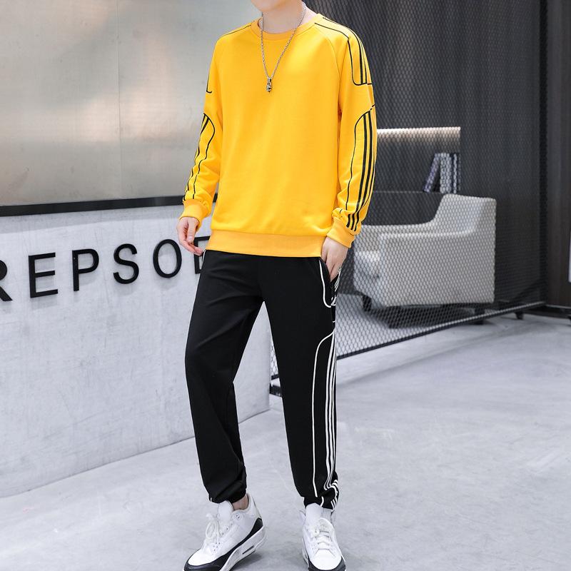 Осенний спортивный костюм, мужской свитер, костюм для бега, фитнес, комплект из двух предметов