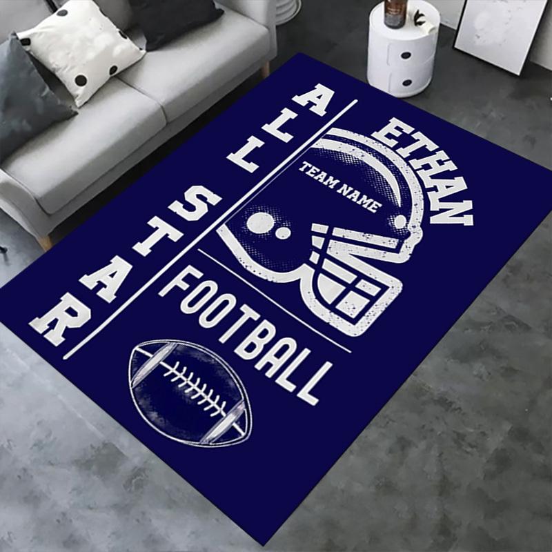 Office Carpet Ethan All Star Football Team Name Helmet & Ball Design Sofa Rug, Chair Mat for Protectiona092