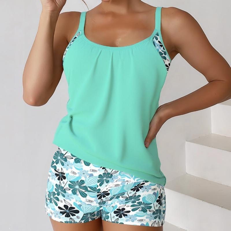 New Split Swimsuit Tankini Female Sexy Belly Cover Leopard Print Boxers Cover