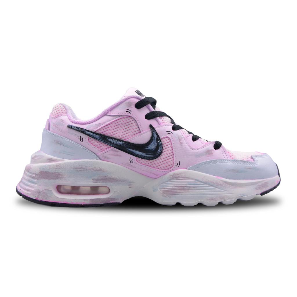 Nike Air Max Fusion Fabric Cushioning Support Lightweight Low top Air Cushion Casual Running Shoes Women's Pink Purple CJ1671-100(Team257-)