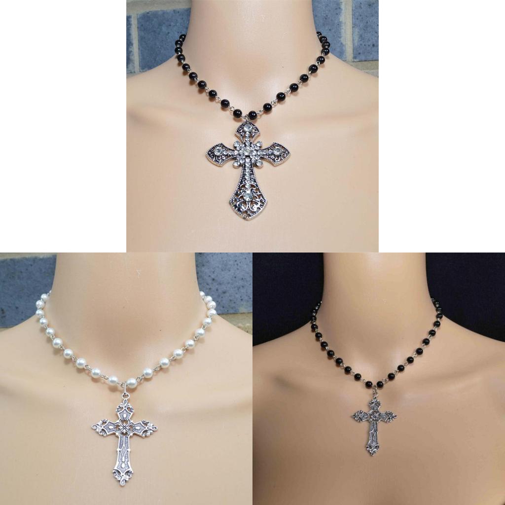 Gothic Cross Necklace For Women With Alloy Pendant And Chain Jewelry Accessory